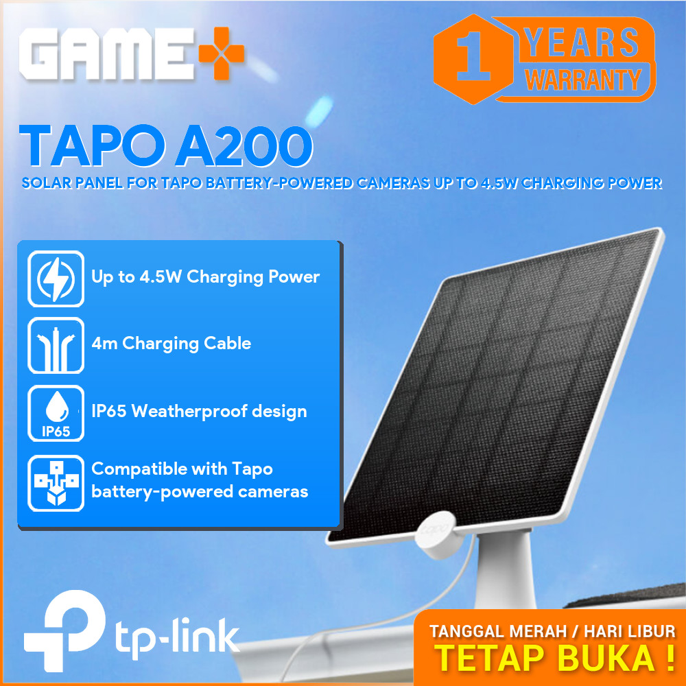 TP-LINK TAPO A200 SOLAR PANEL FOR TAPO BATTERY-POWERED CAMERAS UP TO 4.5W CHARGING POWER