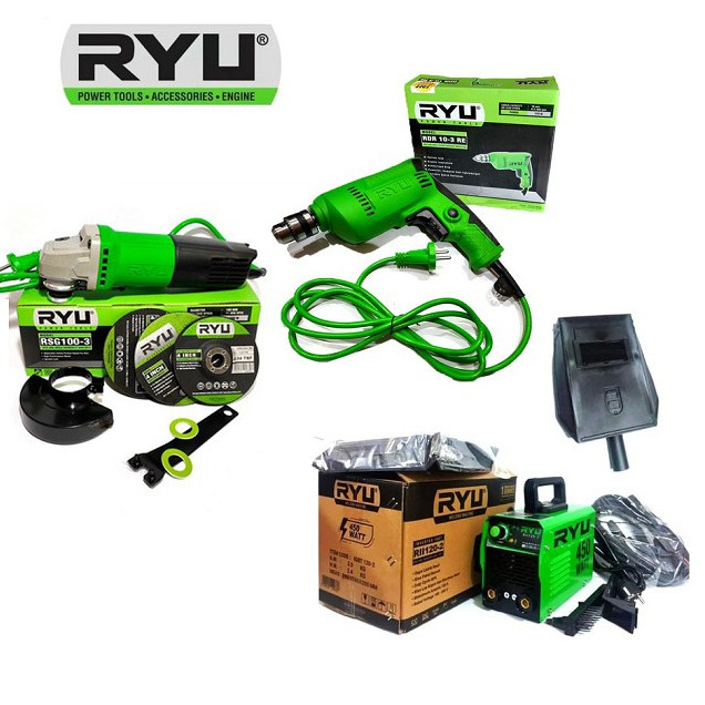 PAKET HEMAT PAKET 3 ITEM - MESIN LAS + MESIN GERINDA + MESIN BOR - BERGARANSI RYU ASLI - FF02