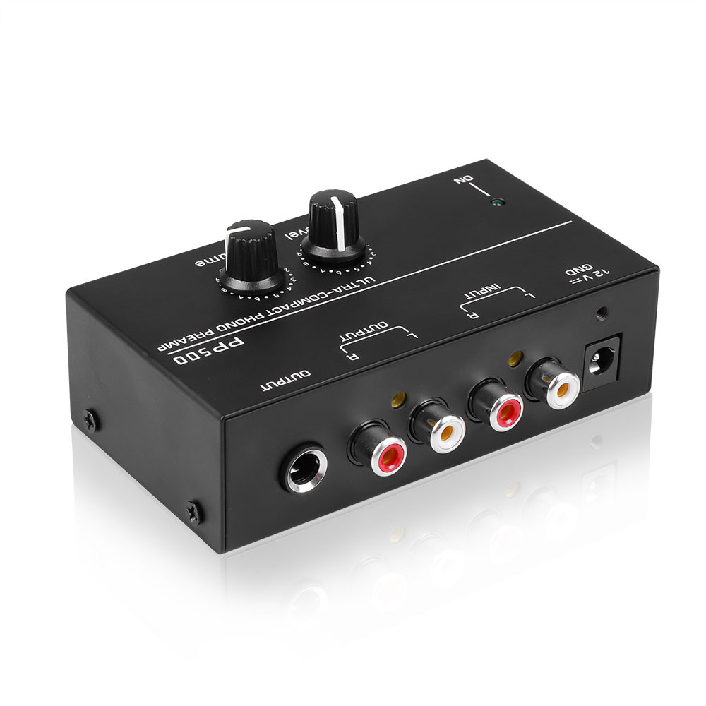 Phono Preamp Pre Amp Preamplifier Audio Amplifier with Level Volume Control RCA Input Output 1/4" TR
