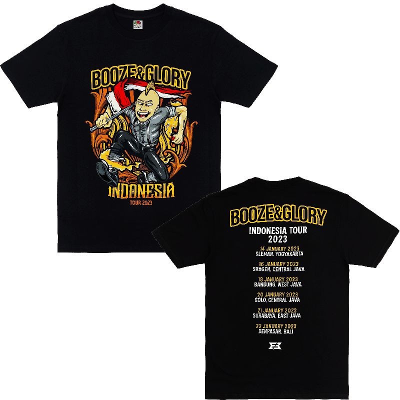 T-shirt booze and glory - Tour Indonesia 2023 New kaos band booze and glory