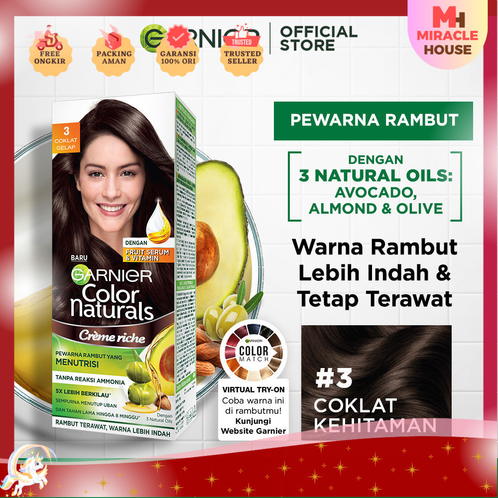 Cat Rambut Garnier – Hitam Alami, Coklat, Blonde, Caramel | HC Series