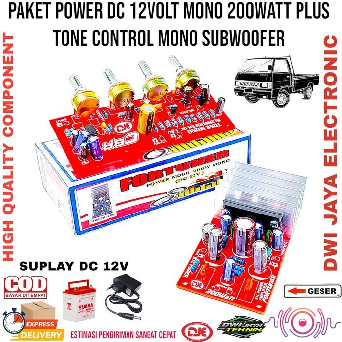 Paket Power Amplifier BTL 200WATT Mono Plus Tone Mono Subwoofer GLERR CVJA
