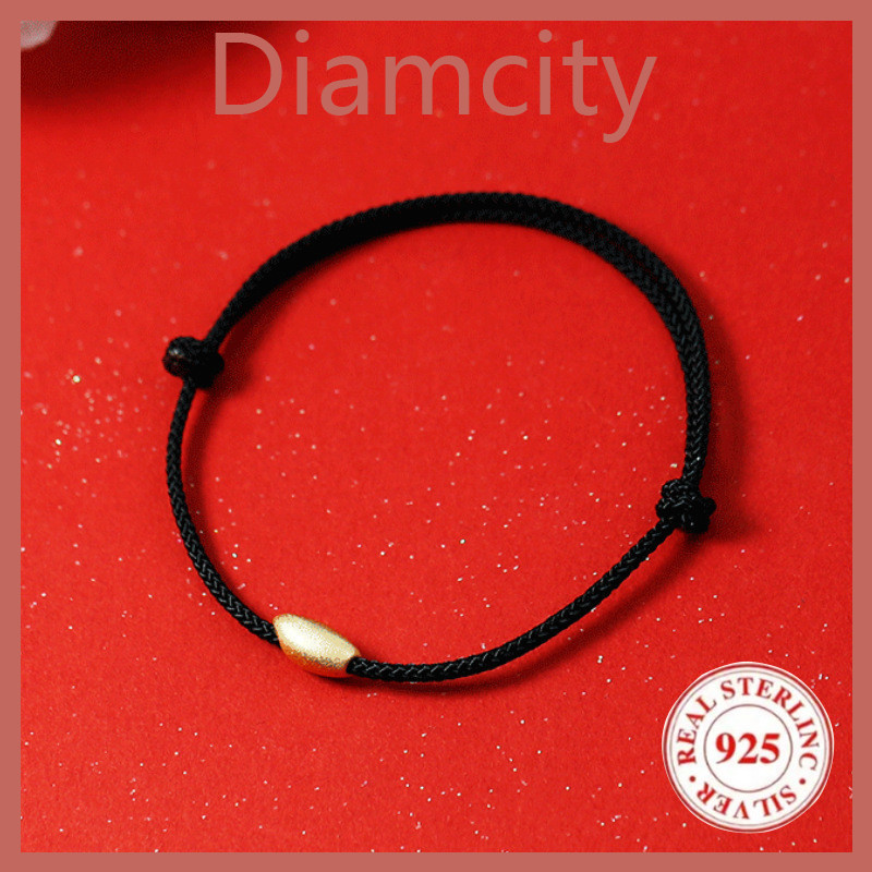 [Diamcity] Gelang Millet Emas Tali Hitam Untuk Pria Dan Wanita Pasangan Aksesori Sederhana