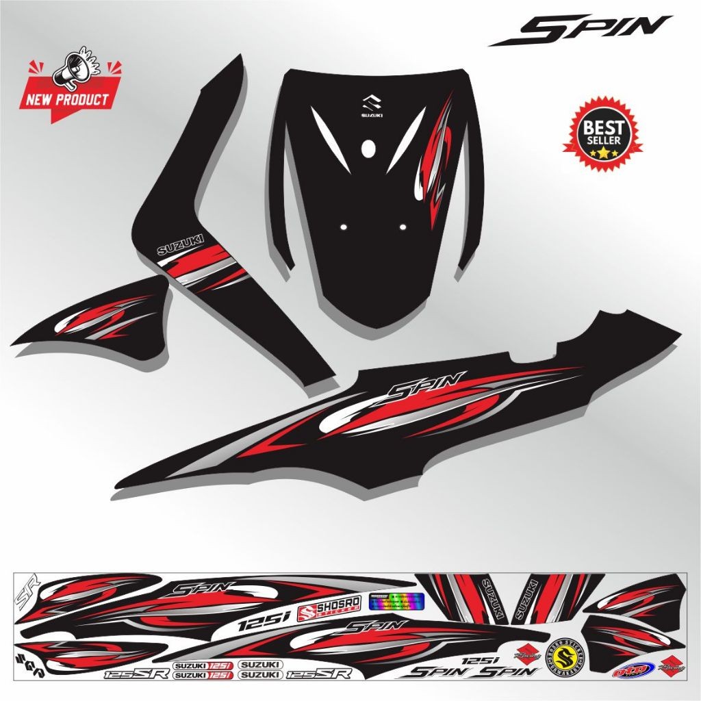 Striping stiker variasi polet motor spin motif simple STIKER SPIN LIS STIKER MOTOR