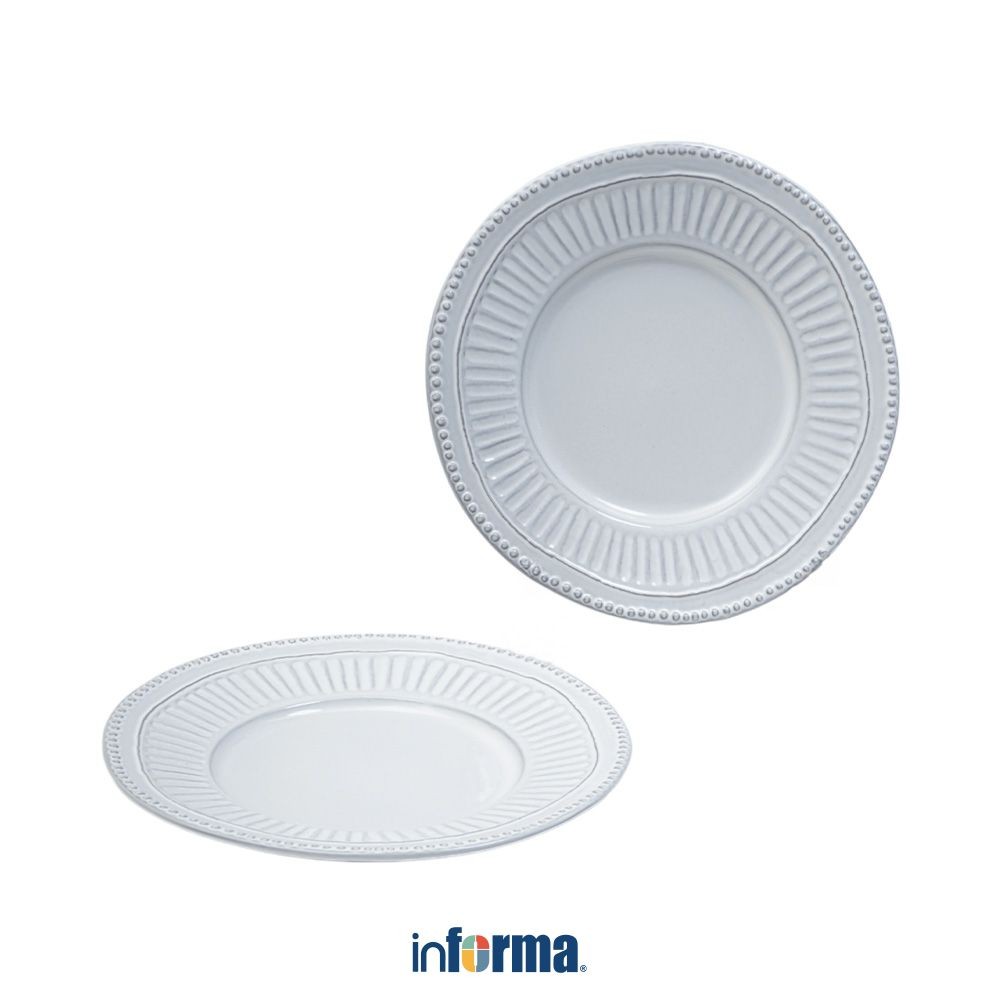 Informa Appetite 21.6 cm Set 2 Pcs Elio Piring Salad - Putih Glaze Plate Serving Plating