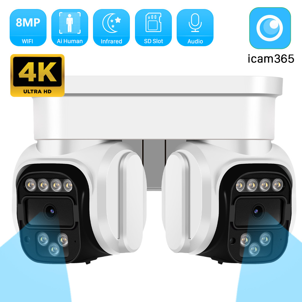 8MP HD Dual Camera Wifi 10X gital Zoom AI Human Detection Auo PTZ IP Camera Color Night Vision CCTV 