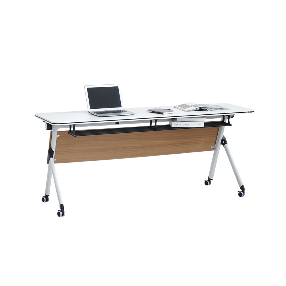 Informa Yori Lite Meja Training 1850 - Putih/Cokelat Oak Meja Kerja Dengan Roda Furniture Indoor Kan