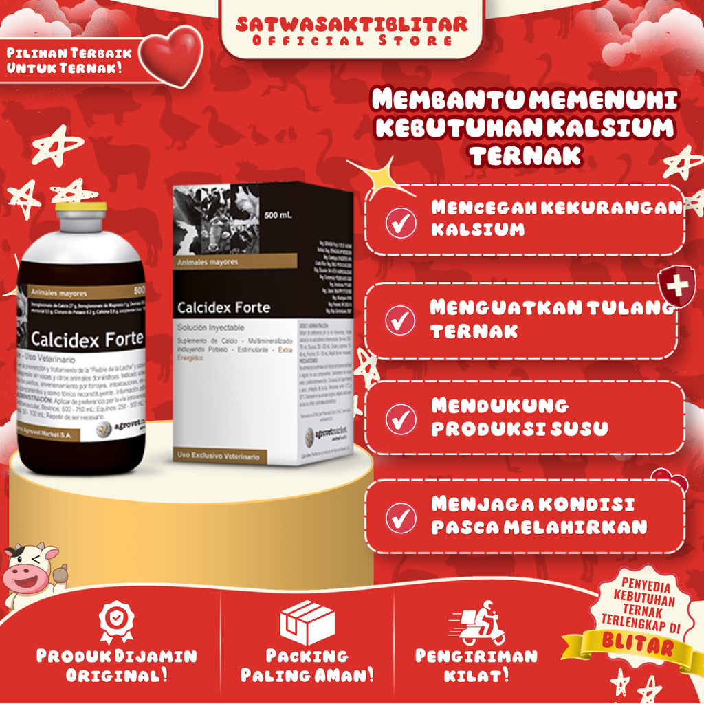 CALCIDEX FORTE 500 ML - Mencegah Ketosis Milk Fever Ambruk Hewan Ternak
