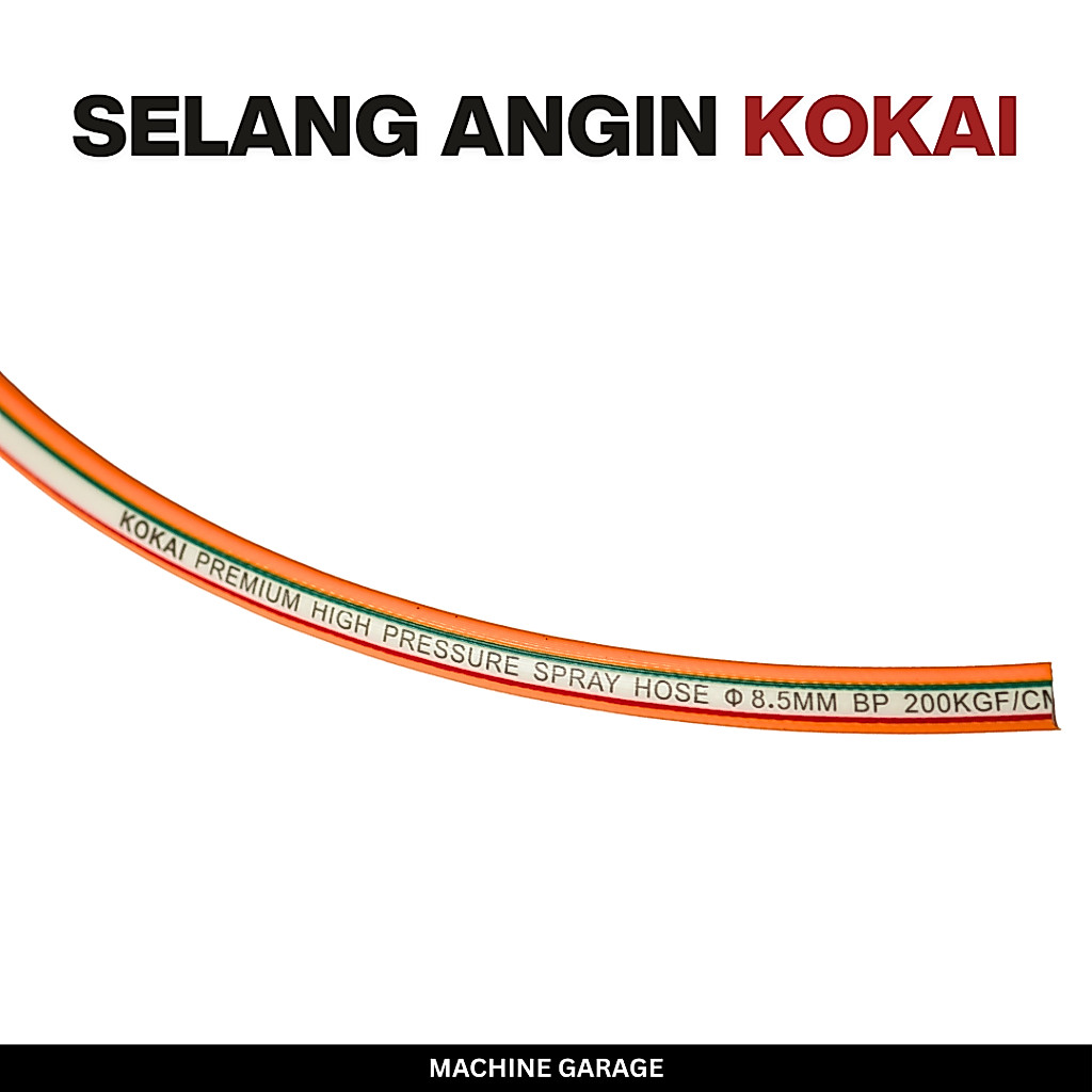 Selang Angin Kompresor Tekanan Tinggi Kokai Premium Kuning - Air Hose Bengkel Kuat Fleksibel 10 20 30 40 50 Meter