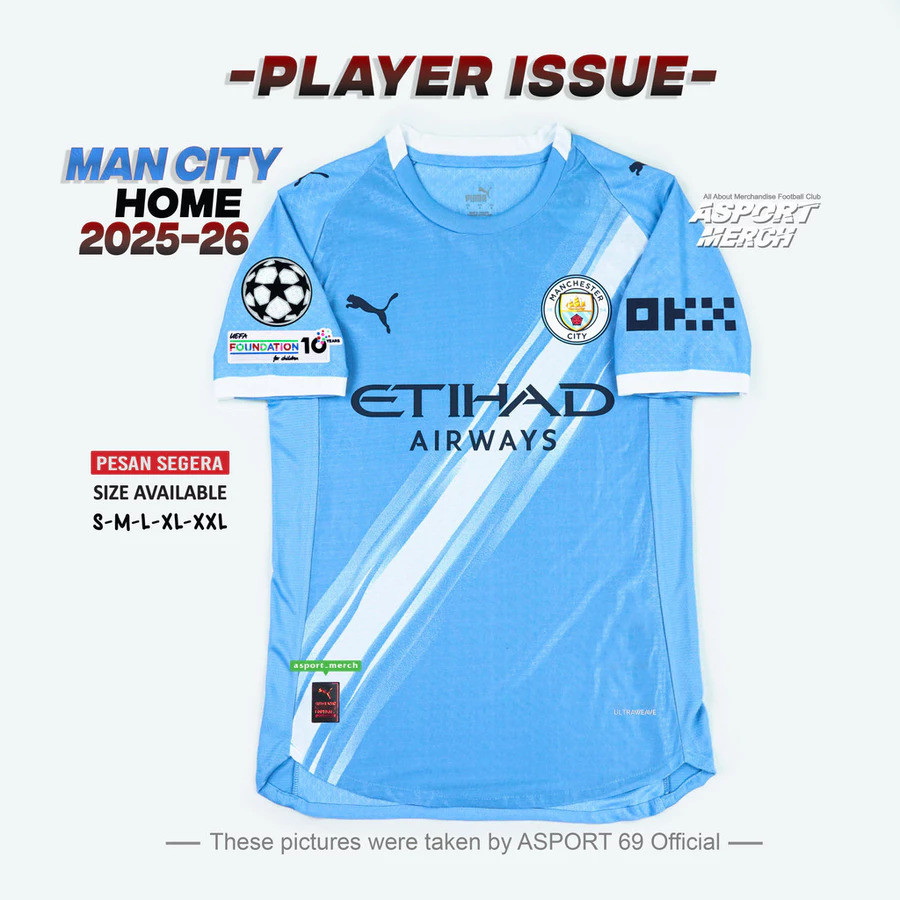 KOLEKSI PLAYER ISSUE MAN CITY HOME AWAY THIRD 2025 2026 JERSEY MANCITY KOLEKSI PI