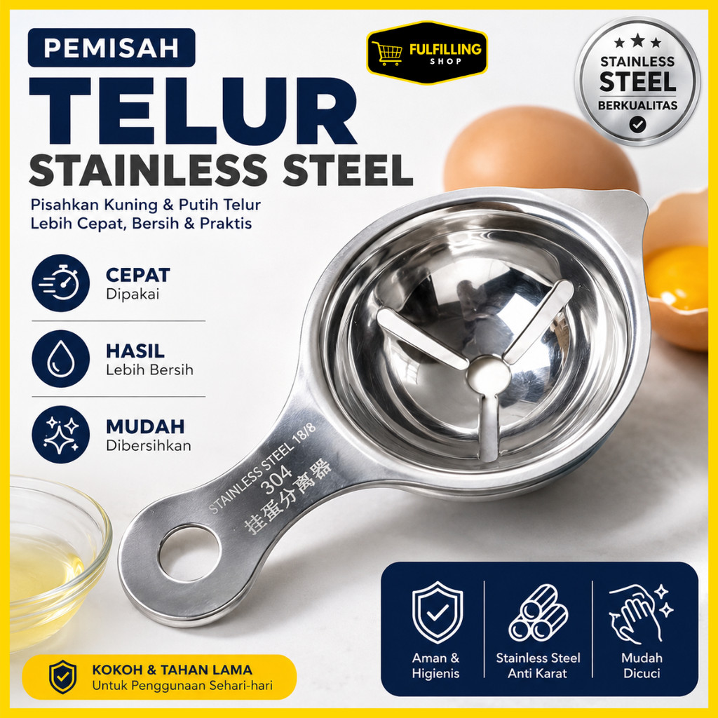 PEMISAH TELUR STAINLESS  Food Grade Pemisah Kuning Putih Telur