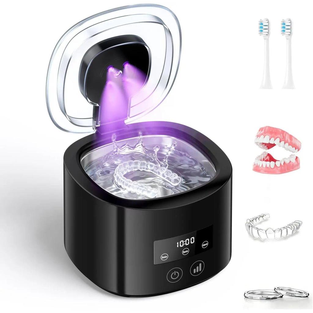 Mi Ultrasonic Retainer Cleaner,Rechargeable UV Ultrasonic Retainer Cleaning Machine,50kHz Portable D