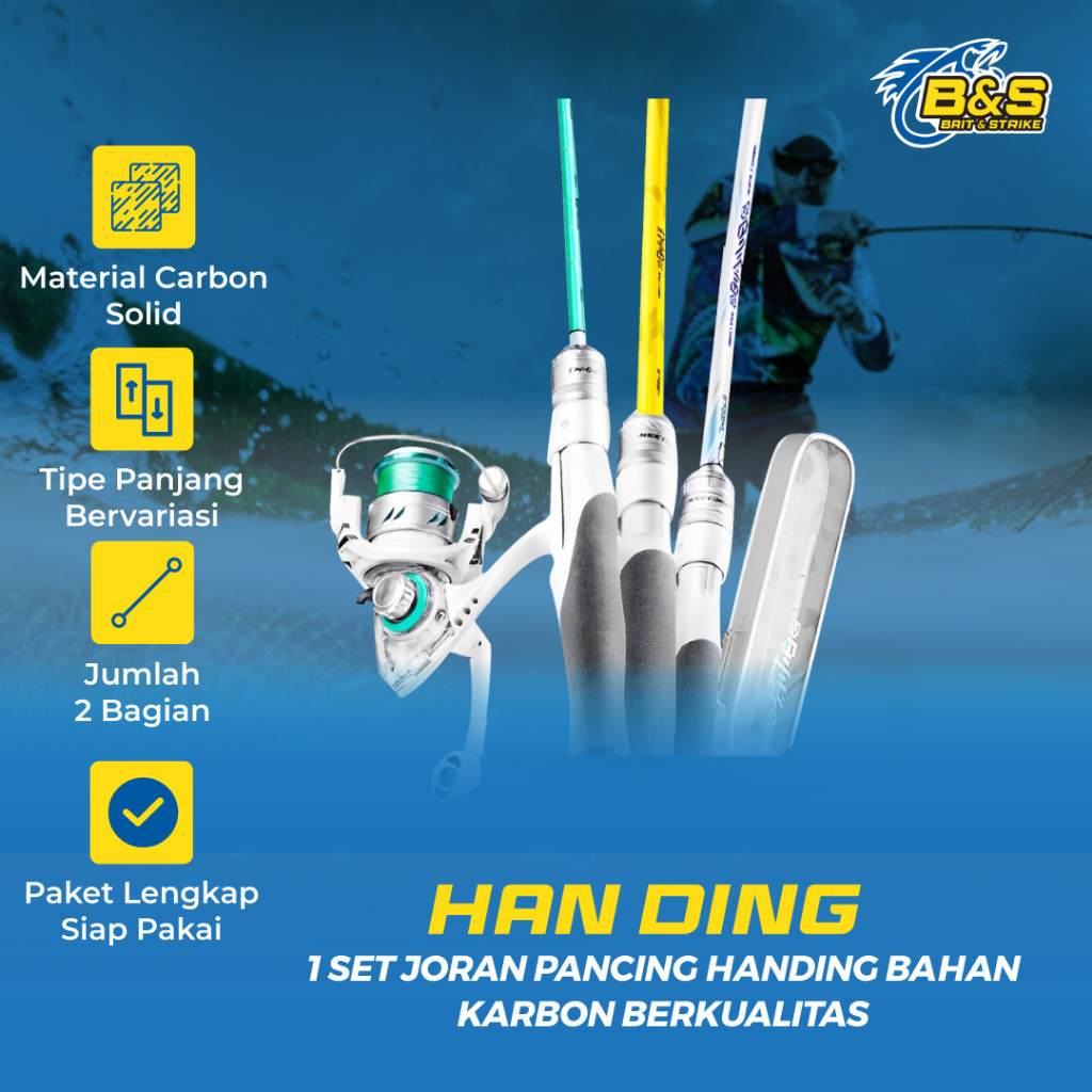 Joran Pancing 1 SET Lengkap Siap Pakai HANDING 1.4M Ultra Light UL / 1.68M UL / 1.83M ML / 2.13M ML 