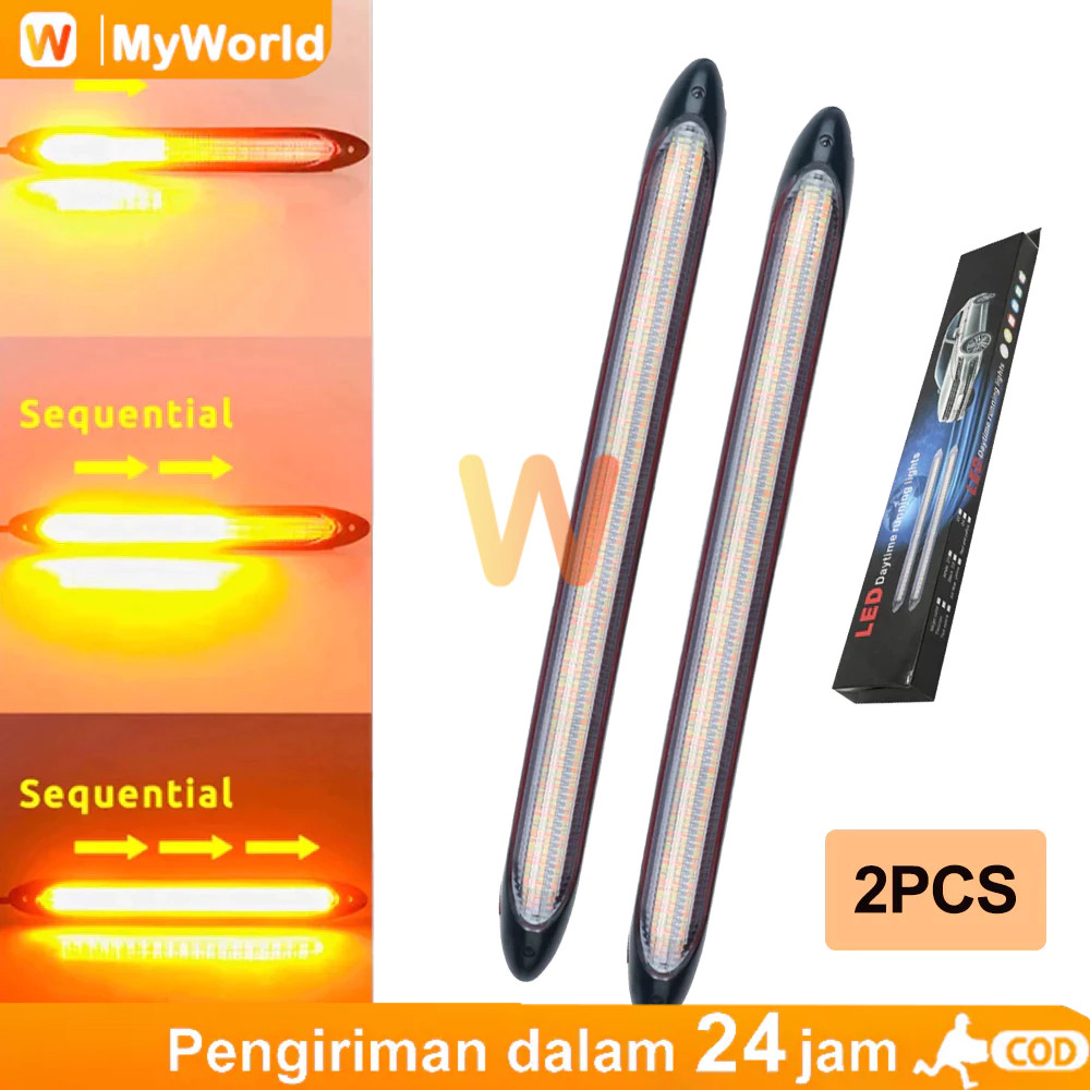 COD Lampu LED Mobil Sein RunningDRL Daytime Running Light 12V Universal / Lampu DRL Mobil