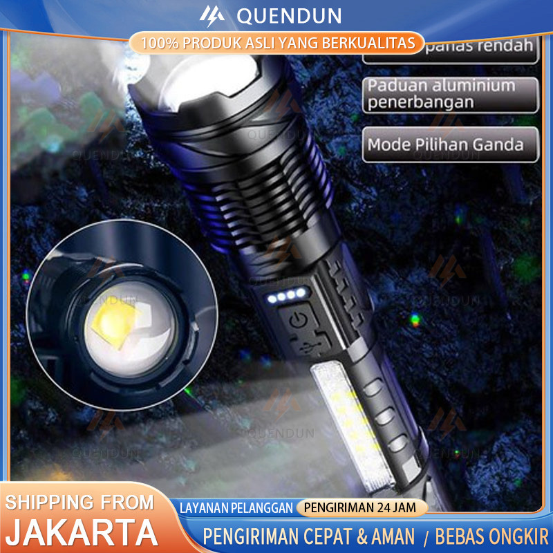 Senter Swat Police Terbaik / zoom 7 mode cahaya senter/Senter Led Rechargeable /Senter led a76 jarak