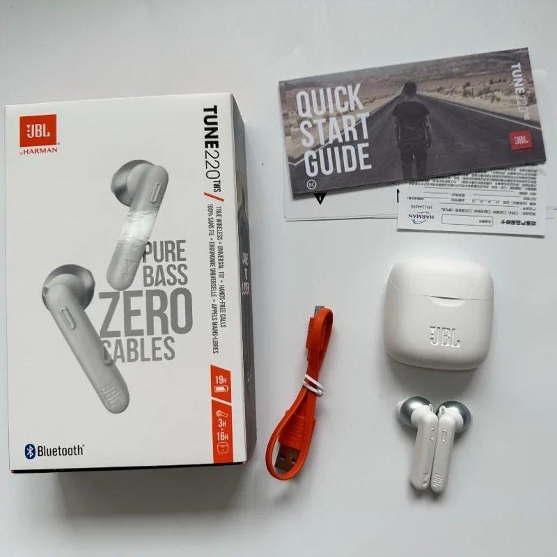 Original JBL Tune 220TWS Wireless Bluetooth Earphones Stereo Earbuds with Bass Sound, Noise Reductio