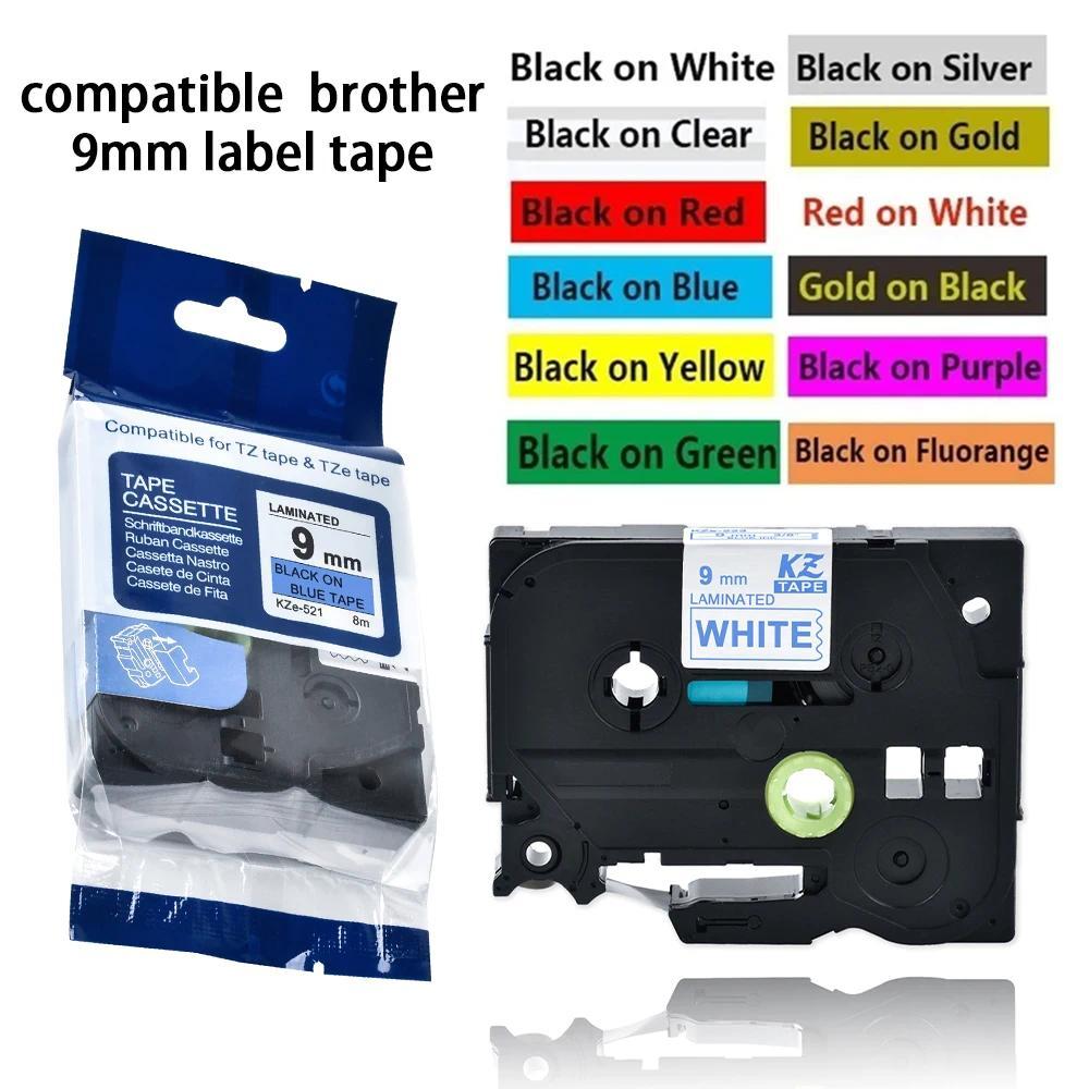 9mm Multicolor Laminated Label Tape label ribbon tze tape for Brother p-touch printers as Tze-221 tz