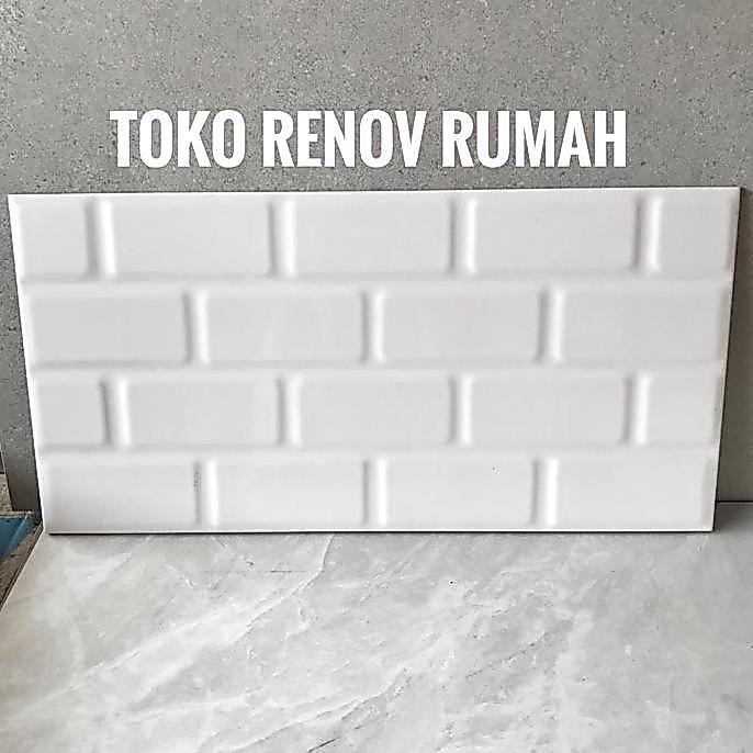 Promo Keramik dinding 25x50 bata putih (glossy-timbul)/ keramik kamar mandi Diskon