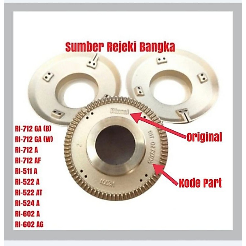 BURNER API BESAR RINNAI RI-602 AG/RI-602AG / RI-602 A/RI-602A / RI-511 A/RI-511A