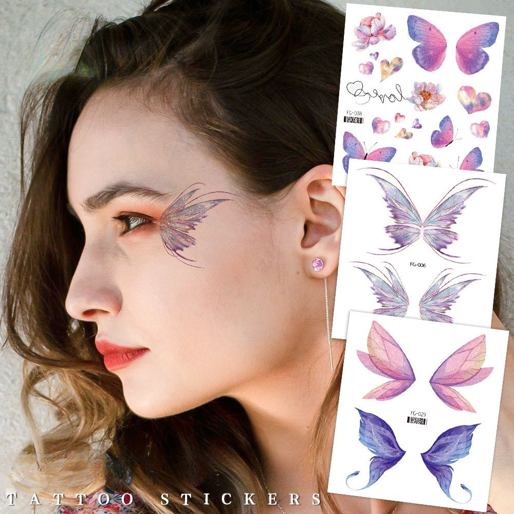 VT - STIKER GLITTER TATTO WAJAH SEMI PERMANEN FRUIT/ TATTO BUTTERFLY TEMPORARY WATERPROOF
