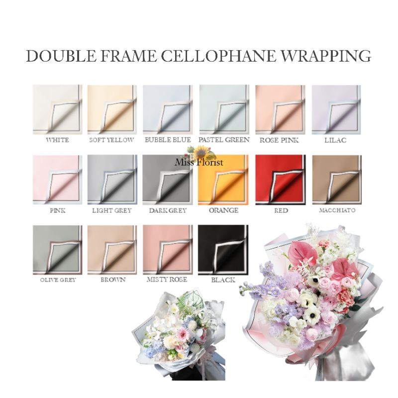 

[5 PCS] 012.FLOWER WRAPPING DOUBLE FRAME CELLOPHANE / KERTAS BUNGA