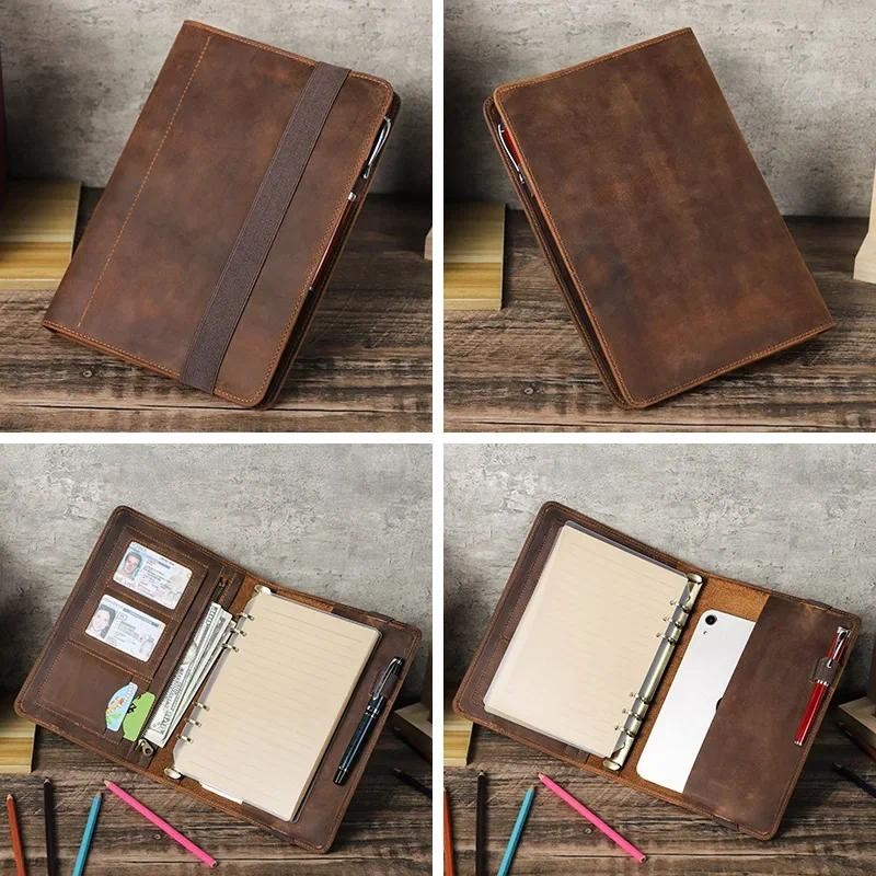 

A4/A5 Notebook Book Cover Luxury Retro Leather Notebook Cover Case Replaceable Core Stationery Office School Supplies