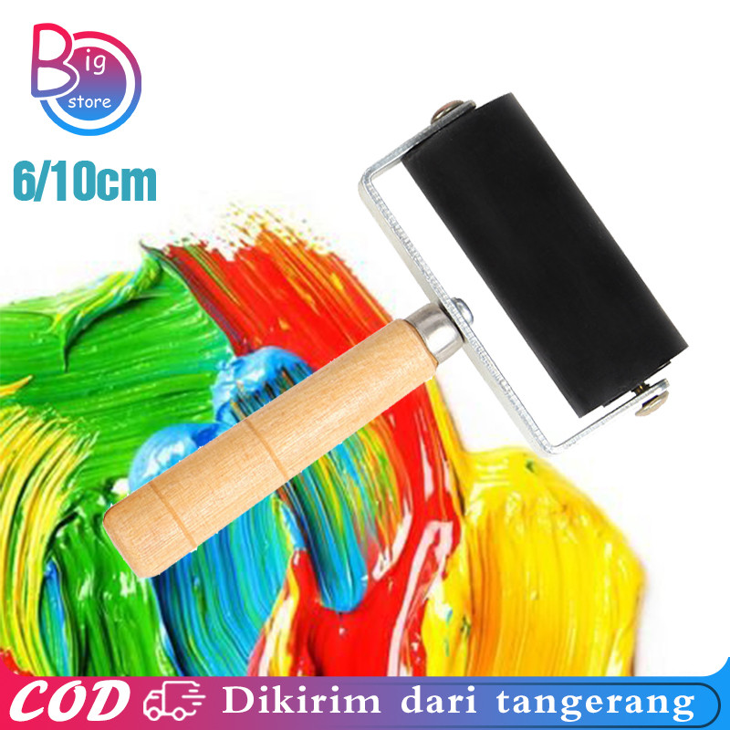 

6/10 Cm Roller Karet Rubber Roller Wooden Handle Hard Roll Rubber Roll Roll Grafis Untuk Printmaking