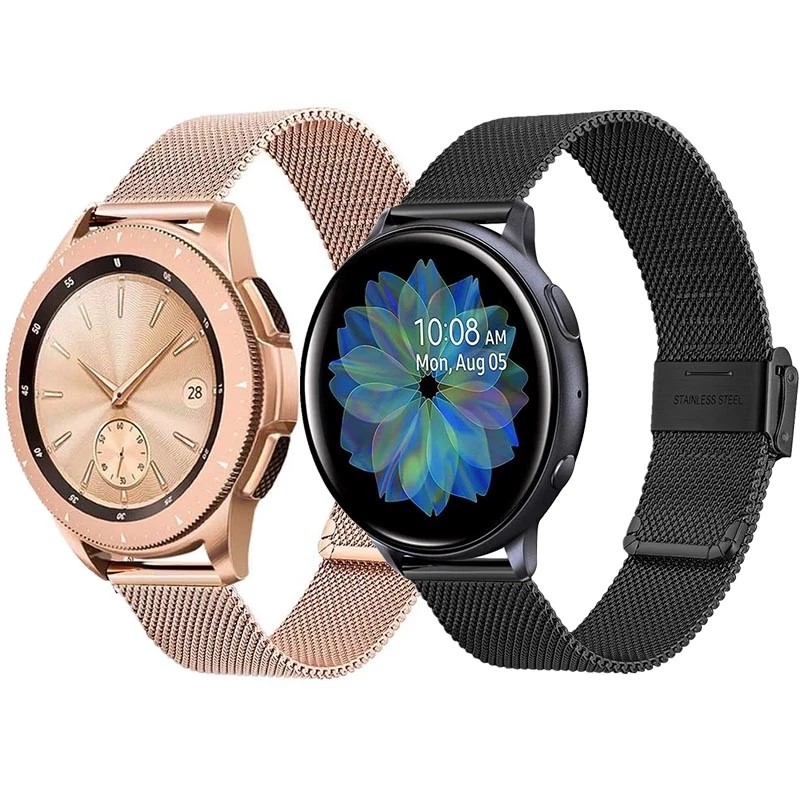Business Replacement Mesh Strap 18mm 20mm 22mm for Samsung Galaxy Watch 42mm 46mm SM-R800 SM-R810 Ro
