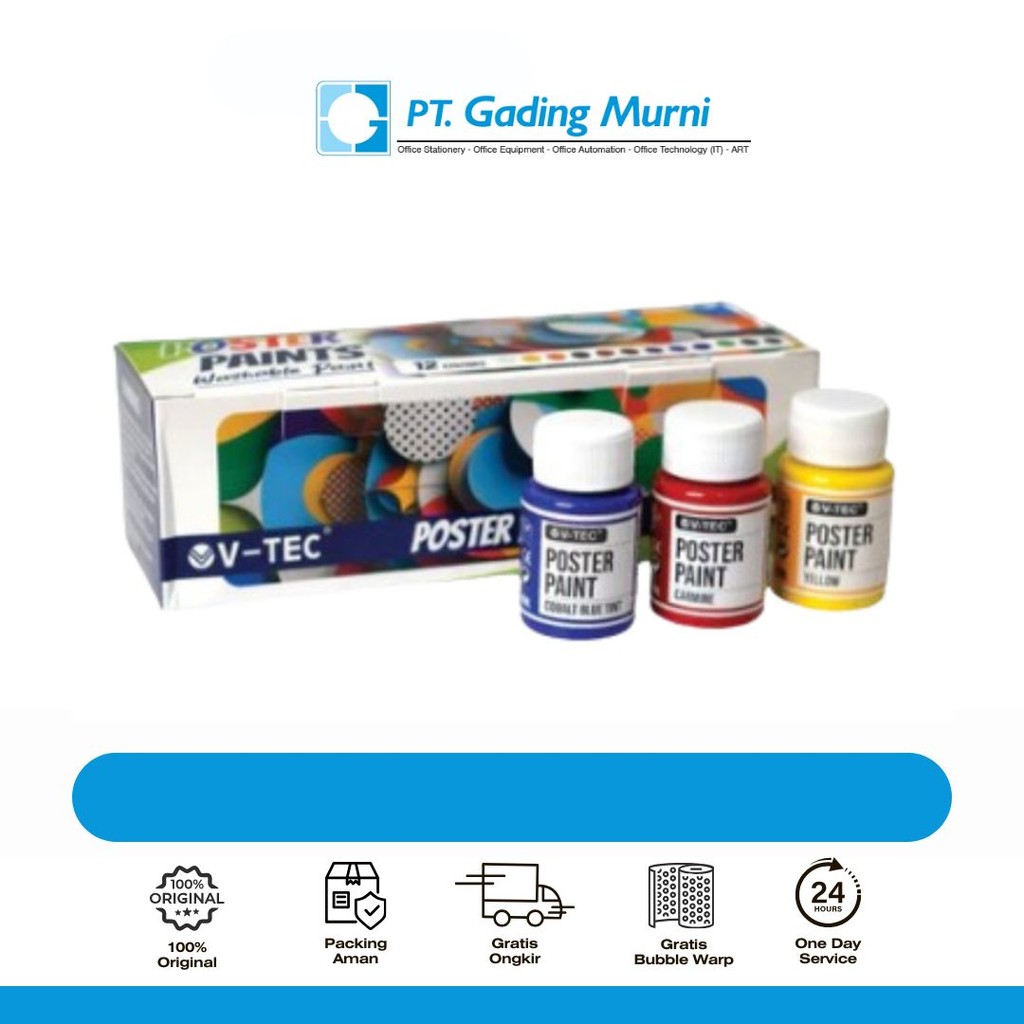 

V-TEC POSTER PAINT PP 4006/40 ML 6 WARNA // 4012/40 ML 12 WARNA PER PAK GMA