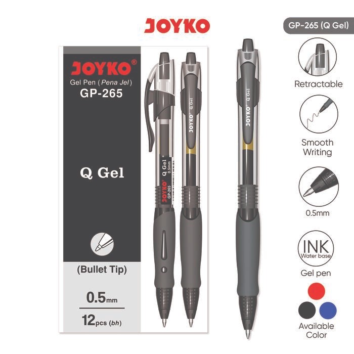 

JOYKO Pulpen Gel 1 Pack GP-265 Q Gel 0.5mm Isi 12 Pcs - Black
