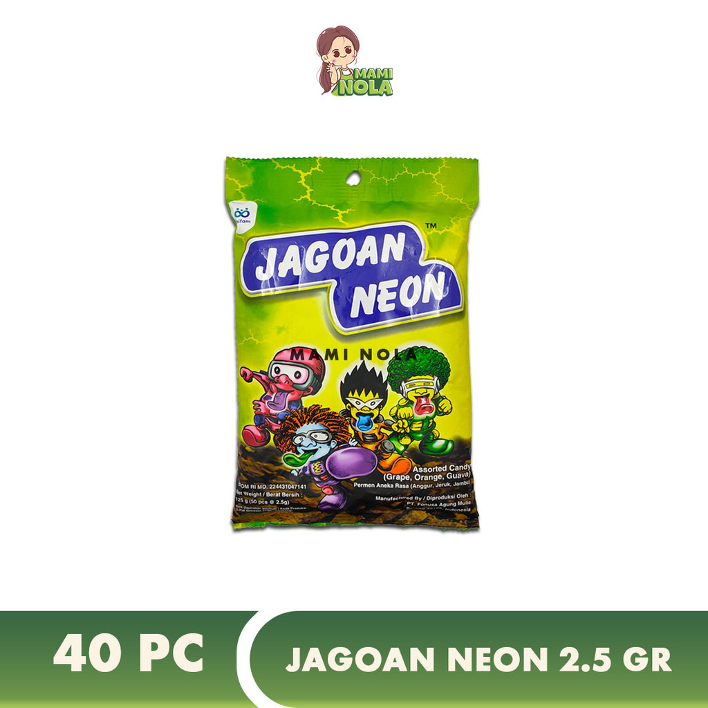 

Jagoan Neon Kemasan Bag Mini Rasa MIx Strawberry Anggu Mangga isi 2,5GR X 40 pc