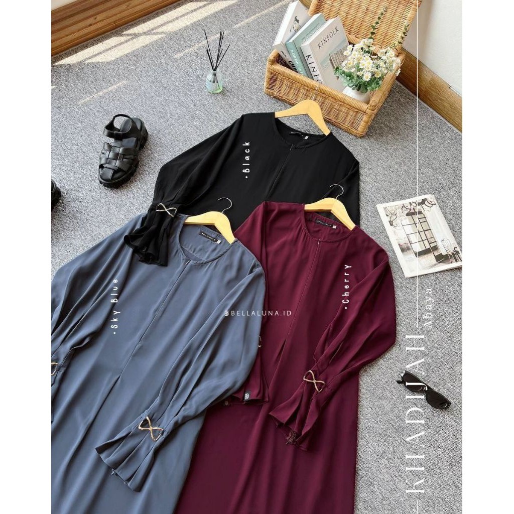 KHADIJAH ABAYA BELLALUNA/ GAMIS PREMIUM/ GAMIS SYAR'I/ ABAYA HITAM/ GAMIS BELLALUNA