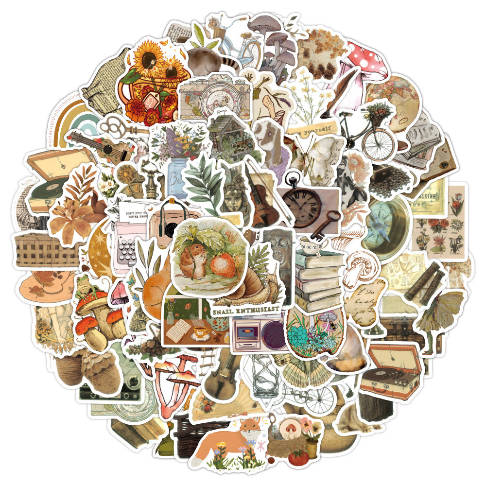 

50/110pcs Classic Vintage Stickers Retro Aesthetic Cottagecore Decor for Scrapbooking Laptop Fridge Guitar Travel Luggage