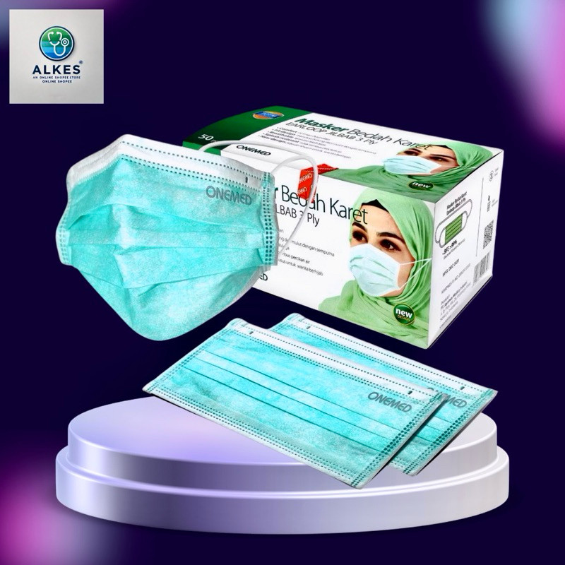 Masker Hijab 3 Ply | Masker Jilbab | Masker Medis Onemed - HIJAB PUTIH