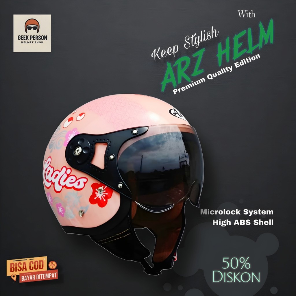HELM ARZ BOGO WANITA / HELM BOGO HIJAB LADIES/ HELM BOGO SNI