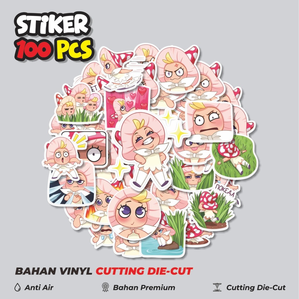 

Terbaru! 50 pcs Stiker Marusia The Cute Mushrom Girl Dekorasi Lucu Kreatif untuk Notebook, Skateboard, HP