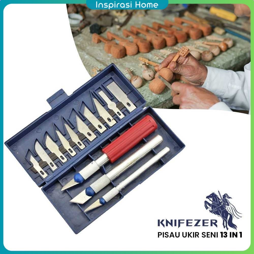 

KNIFEZER Set Pisau Ukir Seni 13 in 1 Crafting Knife 3 Handle - A-003