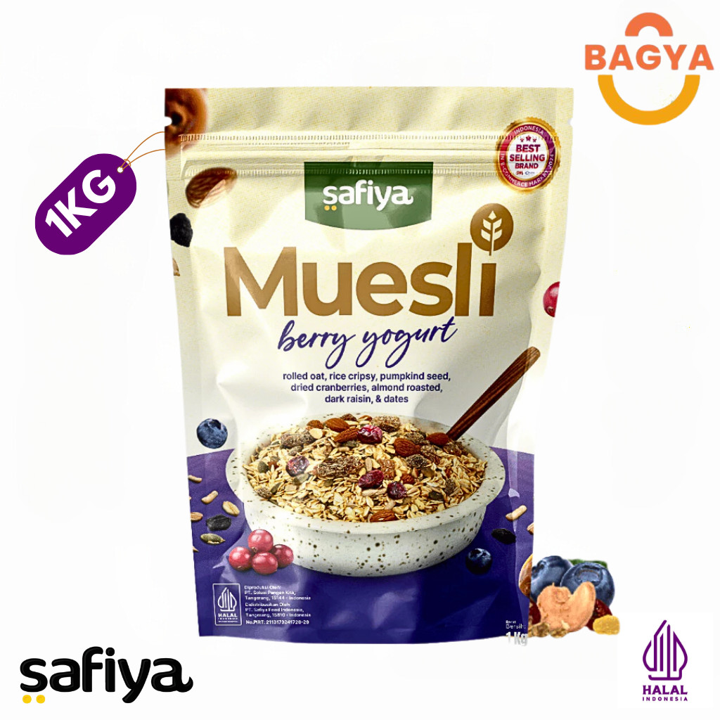 

Safiya Muesli Berry Yogurt 1 Kg Sereal Oatmeal With Almond Premium Tinggi Serat Diet
