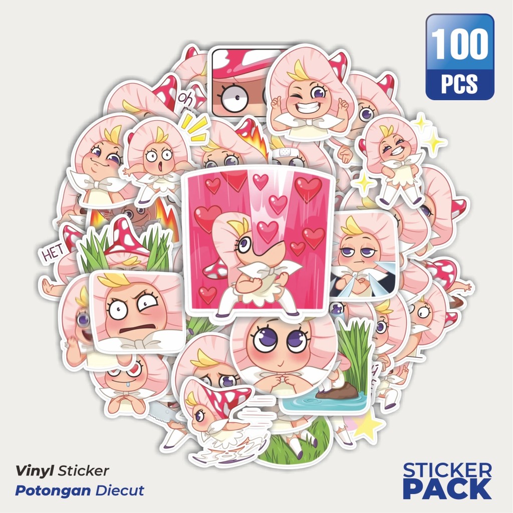 

Terbaru! 50 pcs Stiker Marusia The Cute Mushrom Girl Dekorasi Lucu Kreatif untuk Notebook, Skateboard, HP