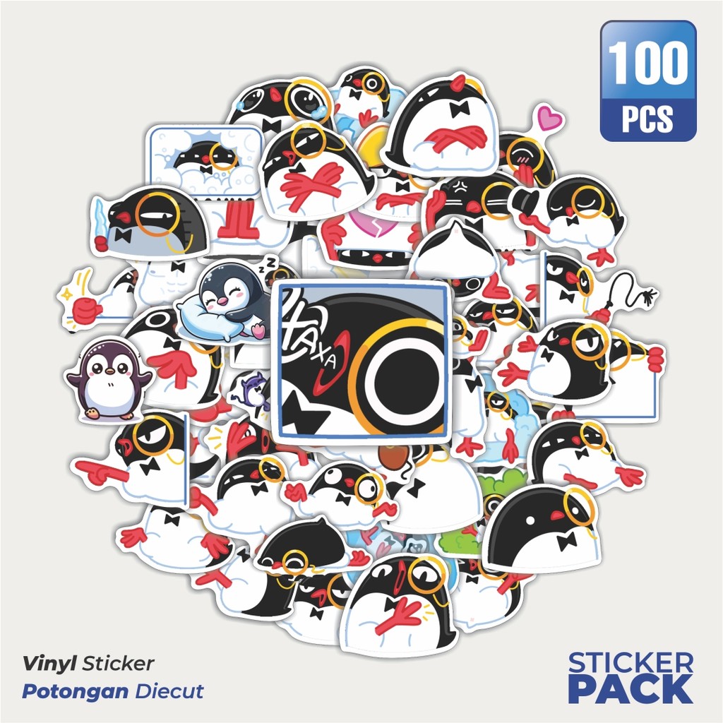 

Super Hemat! 100 PCS Stiker Animal Cute Penguin Waterproof Aesthetic- Untuk Laptop, Motor, dan Helm - Paper Stationery Pack