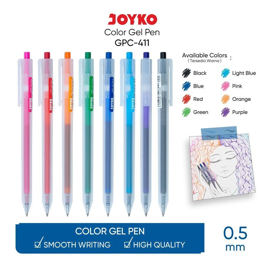 

Color Gel Pen Pulpen Pena Jel Warna Joyko GPC-411 0.5 mm