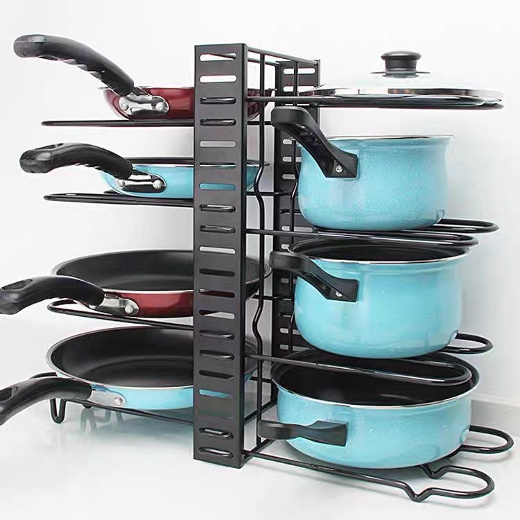 Stainless Frying Pan Pot Lid Stand Rack Black / Rak Tempat Panci Wajan Korea Besi Hitam H470