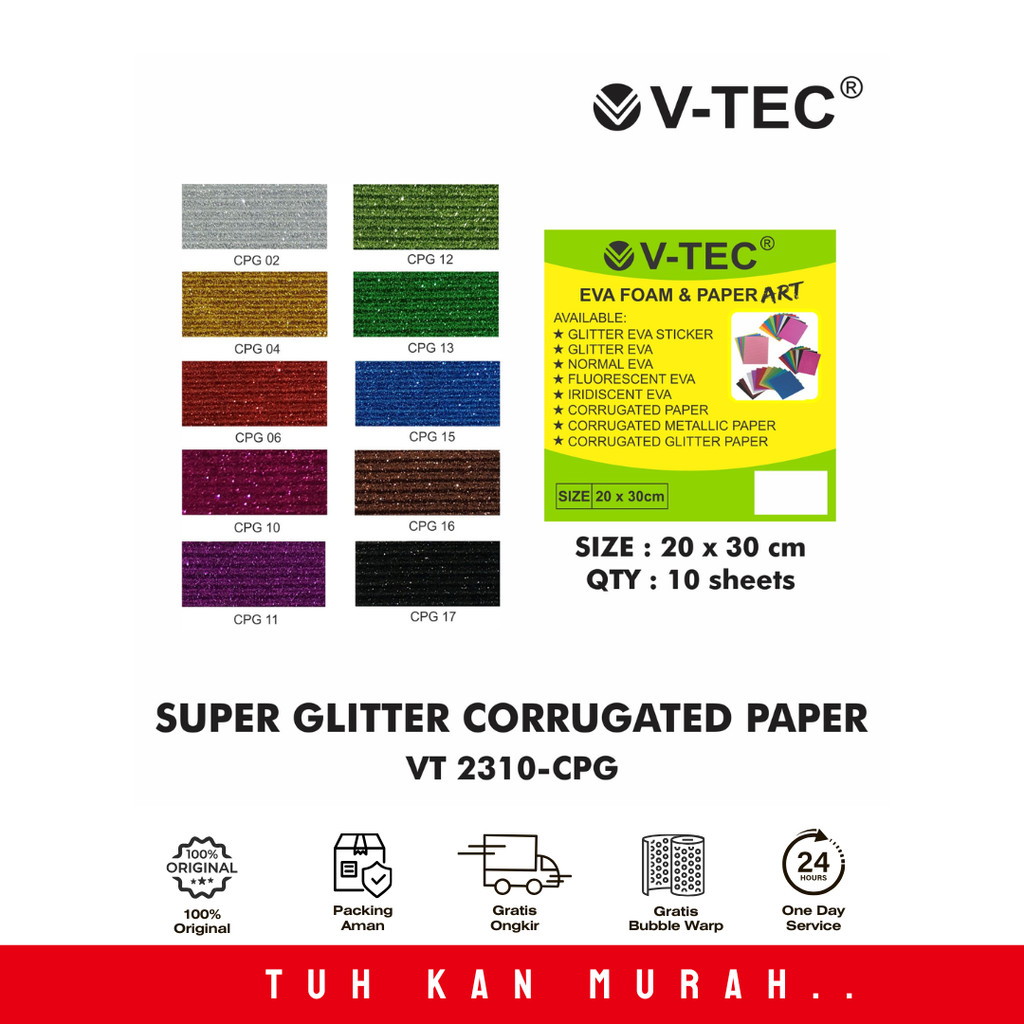 

V-TEC GLITTER EVA FOAM PAPER ART KERTAS GLITER KERAJINAN VT 2310 - GE 20X30 // 2310 - IEG 20x30 PACK