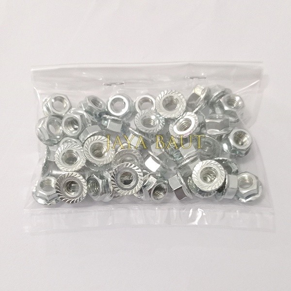 1 Pak Mur Flange M6 / Mur Flange Untuk Baut 10 / Mur Flange