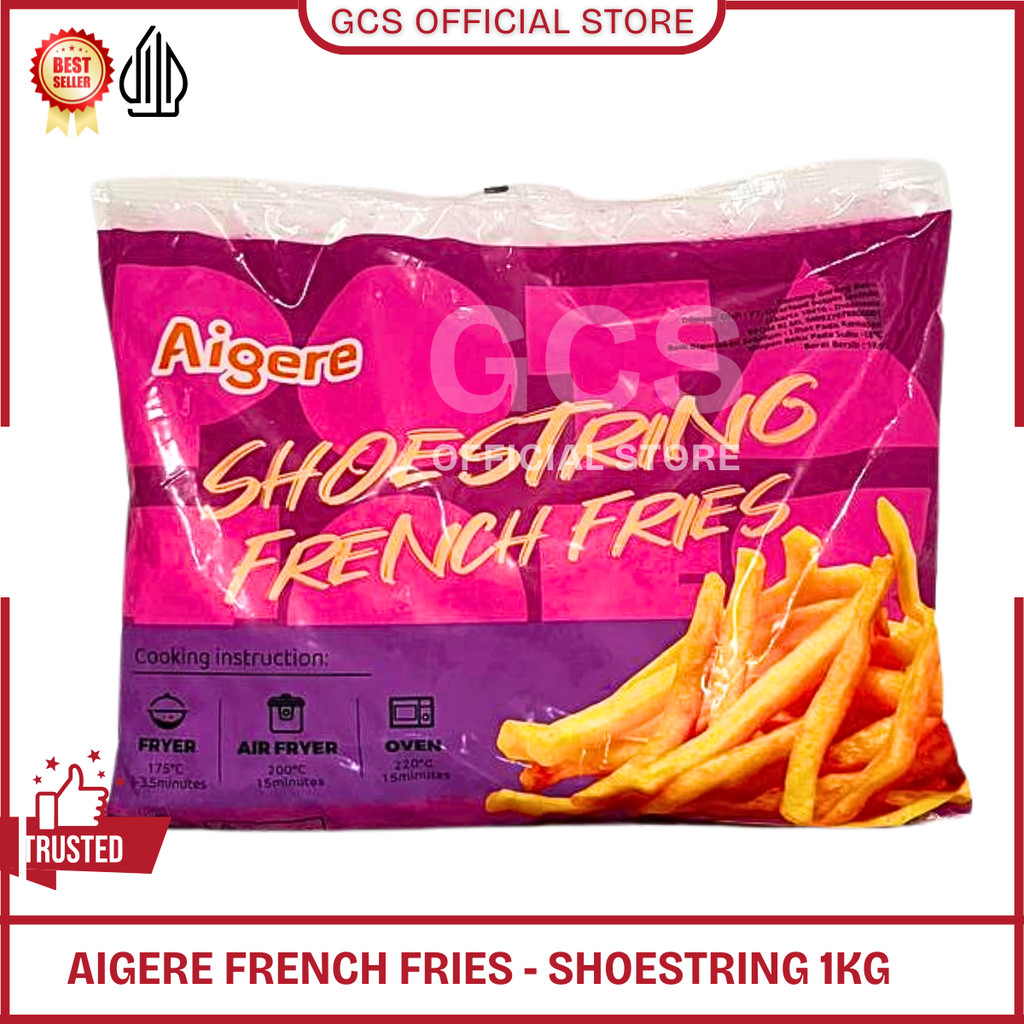 

Aigere French Fries 1 Kg / Kentang Goreng Frozen Shoestring 1Kg