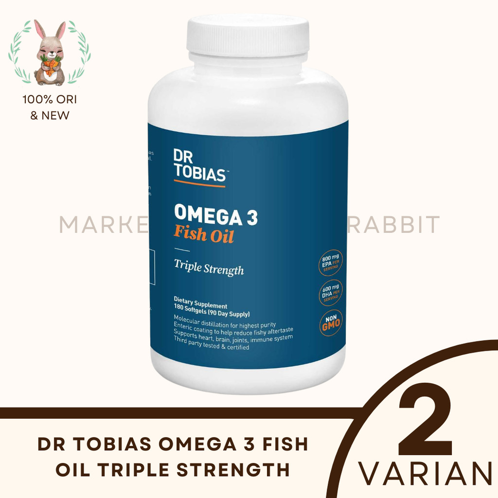 Dr. Tobias Omega 3 Fish Oil Triple Strength 180 butir DHA Minyak Ikan ORI USA
