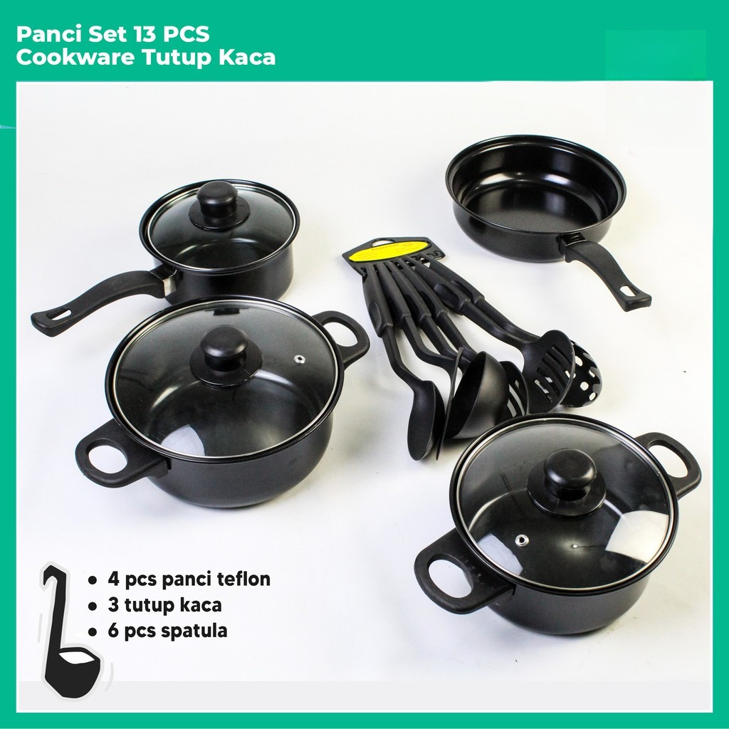Panci Set Wajan Penggorengan Spatula Set Isi 13Pcs 1 Set Frypan Saucepan