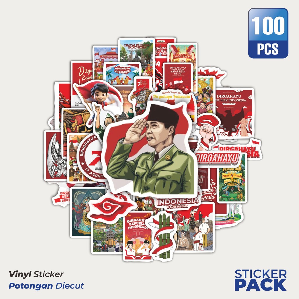 

Stiker Vinyl Stiker Tema Kemerdekaan Indonesia Waterproof Aesthetic- Untuk Laptop, Motor, dan Helm - Paper Stationery Pack
