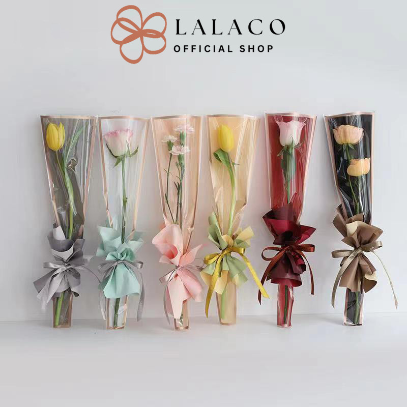 

LALACO - 1pc LIS444 Plastik Bunga Mawar 1 tangkai (ecer per lembar) / Wrapping Plastik untuk Mini Buket Rose