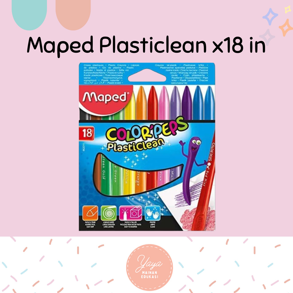 

Maped Plasticlean Colorpeps Plastic Crayon 18 warna YM
